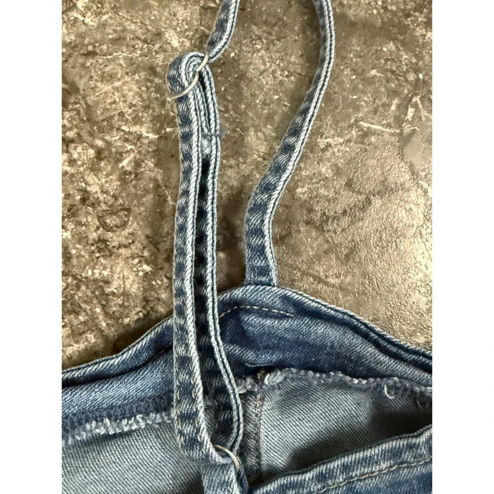 Celebrity Pink Smocked Back Denim Cargo Mini Dress Pockets Sz Small